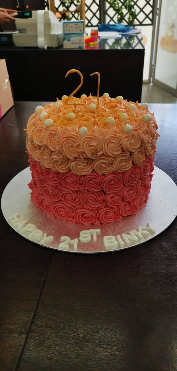 Ombre rosette 21st birthday cake