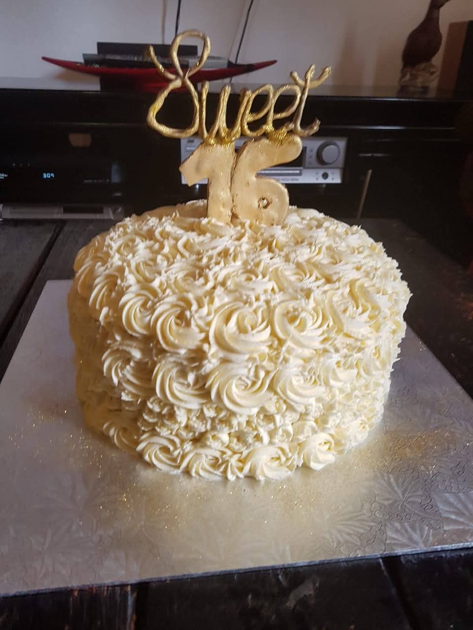 Rosette buttercream sweet sixteen cake